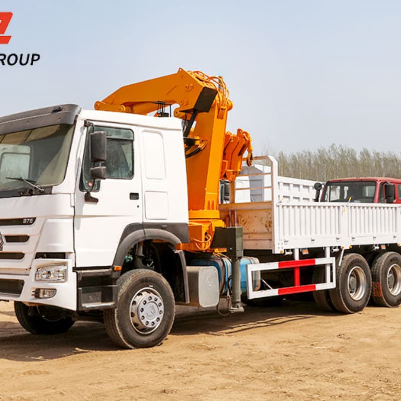Howo Truck Mounted Crane 375HP 6x4 White For Sale , New/Used