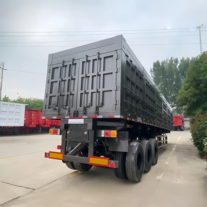 Box Semi Trailer 60t 3 Axles Black For Sale
