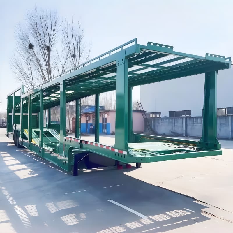 Car Carrier Semi Trailer For 8 Cars 2 Axles Green For Sale