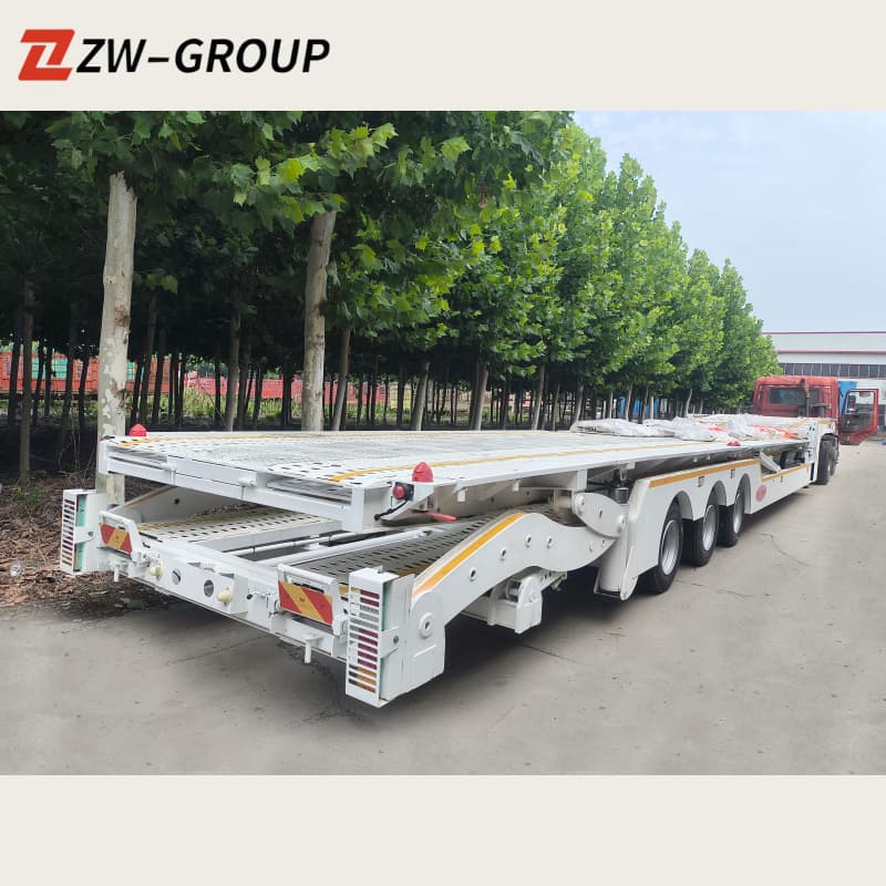 Car Carrier Semi Trailer For 10 Cars 3 Axles White