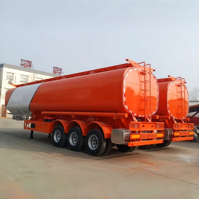Carbon Steel Fuel Tanker Trailer 40000L-50000L 3 Axles Orange For Sale