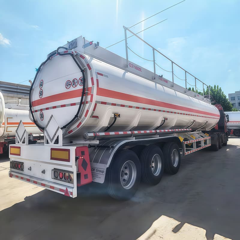 Carbon Steel Fuel Tanker Trailer 45000L 3 Axles White For Sale