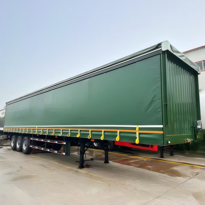 Curtain Side Semi Trailer 3 Axles Green For Sale