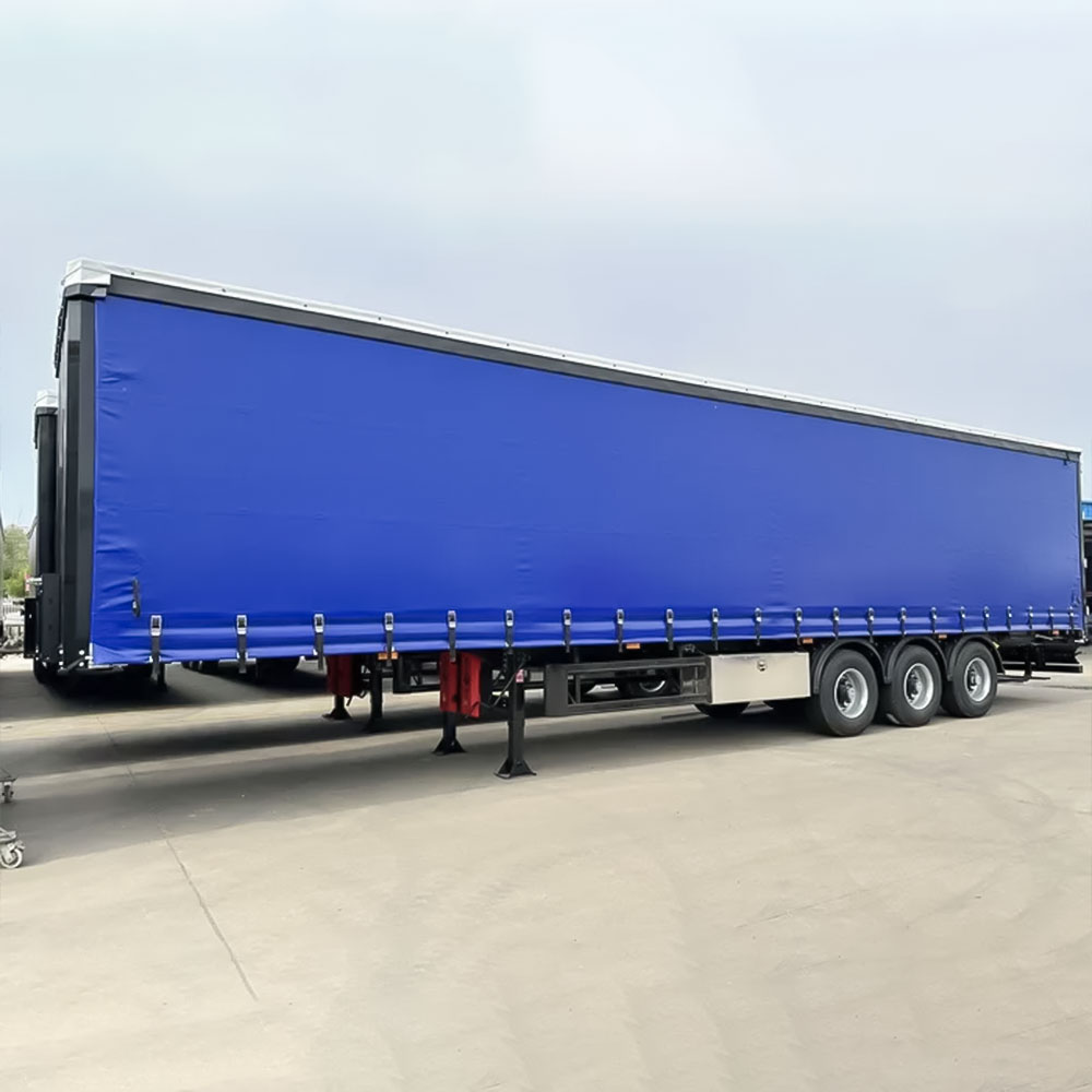 Curtain Side Semi Trailer 90m3 60t 3 Axles blue For Sale
