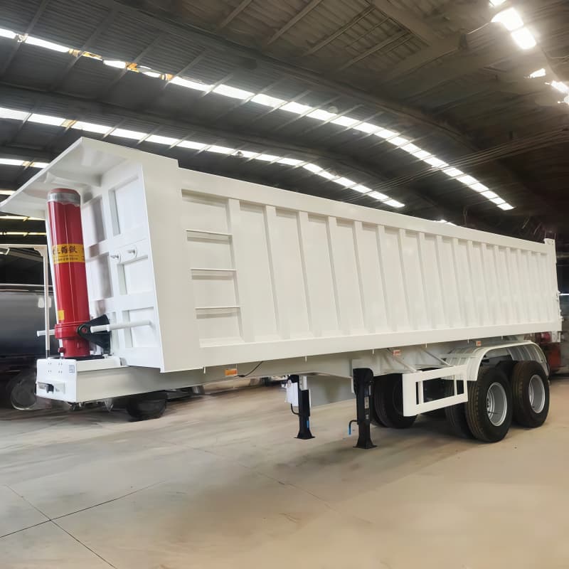 End Dump Semi Trailer 2 Axles White For Sale