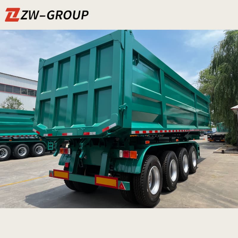 End Dump Semi Trailer 60m³ 4 Axles Green For Sale