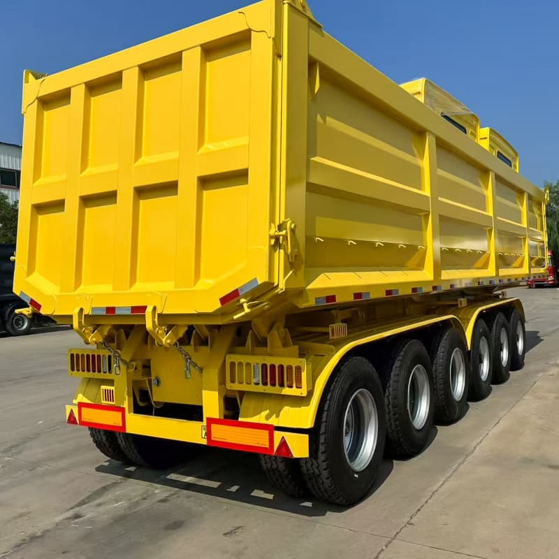 End Dump Semi Trailer  80t 6 Axles Yellow For Sale