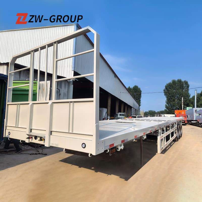 Extendable Flatbed Semi Trailer 60t 3 Axles White For Sale