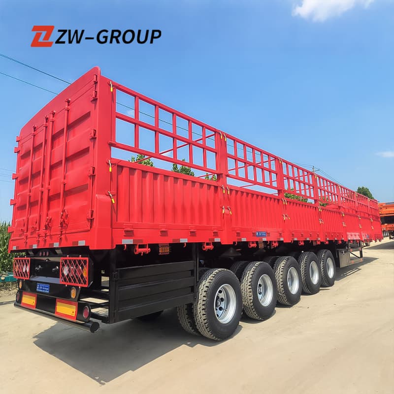 Fence Semi Trailer 5 Axles 100t Red For Sale