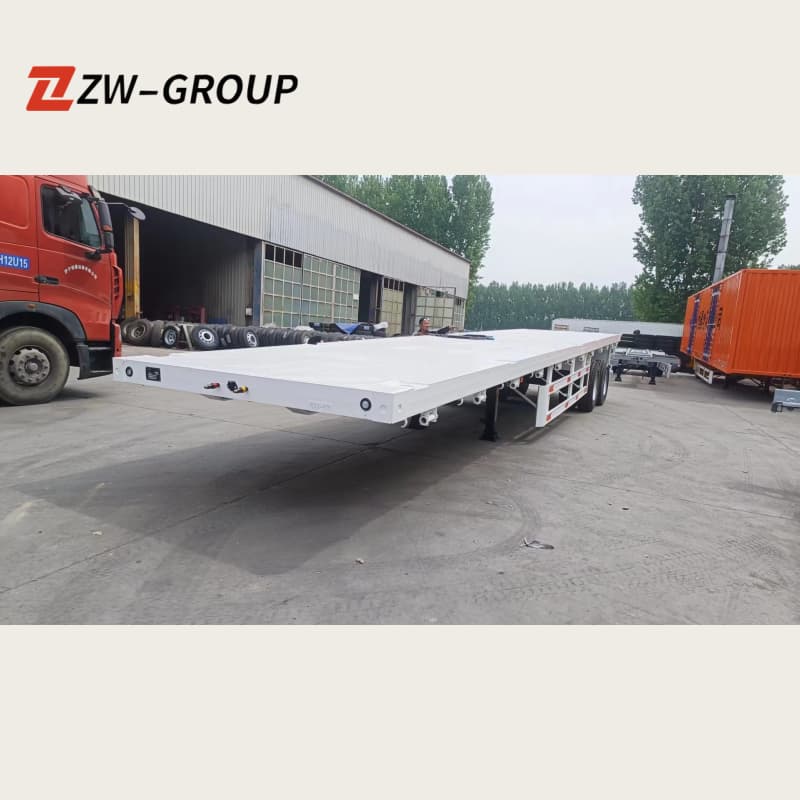Flatbed Semi Trailer 2 Axles White For Sale