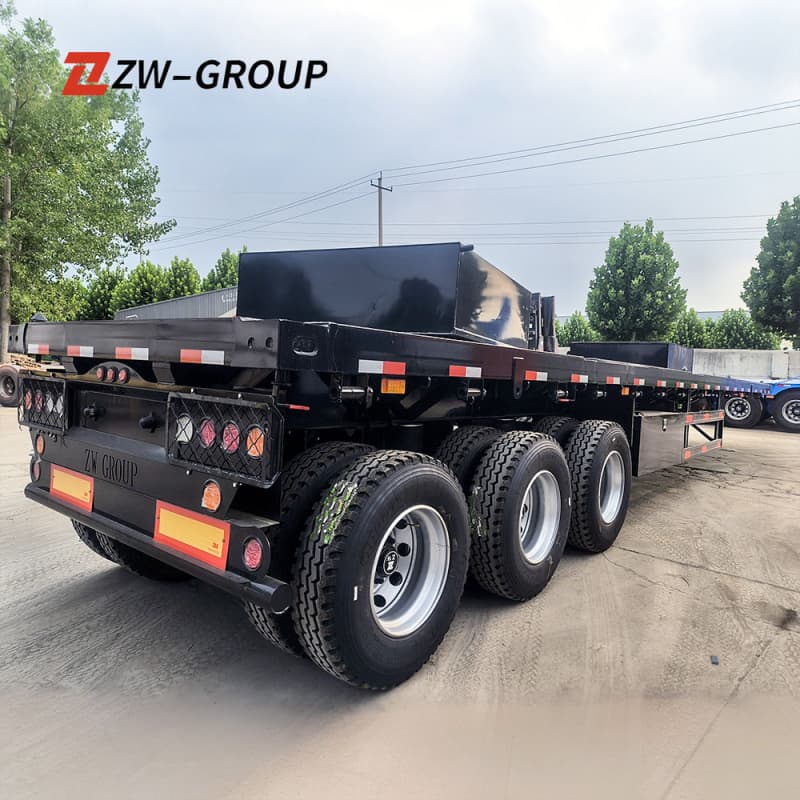 Flatbed Semi Trailer 60t 3 Axles Black For Sale