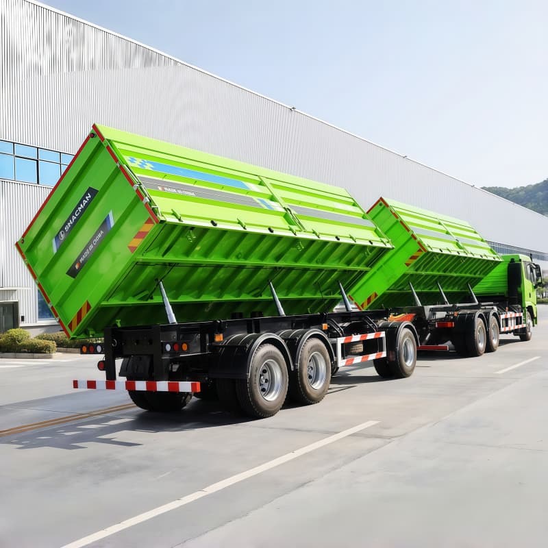 Full Drawbar Side Tipper Semi Trailer 60t 3 Axles For Sale