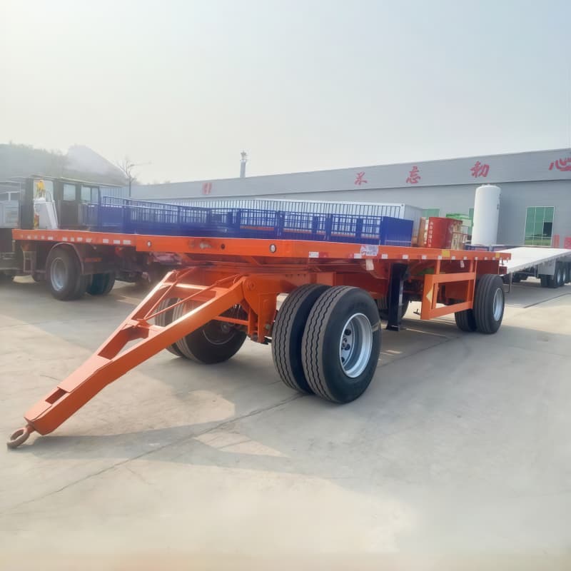 Full Drawbar flatbed Semi Trailer 40t-60t, 2-3 Axles For Sale
