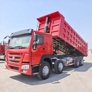 HOWO Dump Truck 420HP 8×4 Red For Sale , New/Used