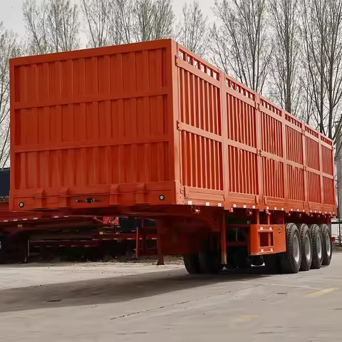 Side Wall Semi Trailer 80t 4 Axles Orange For Sale