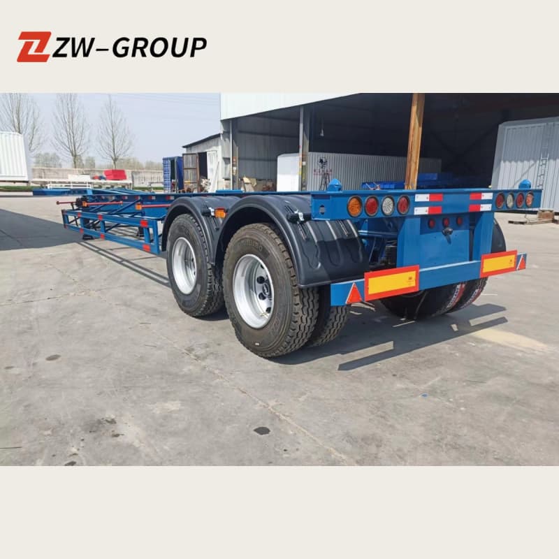 Skeletal Semi Trailer 2 Axles Blue For Sale