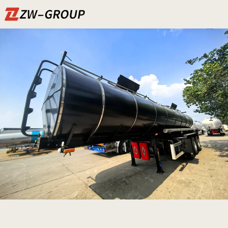 Stainless Steel Asphalt Tanker Trailer 3 Axles Black For Sale