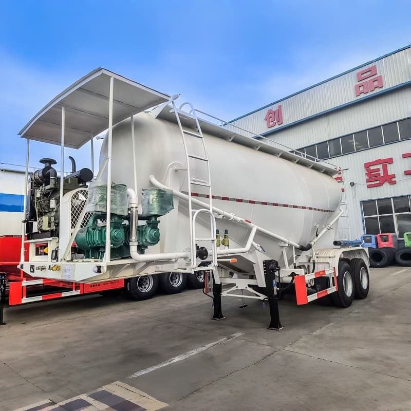 Stainless Steel Cement Bulk Tanker Trailer 24m³ 30t 2 Axles For Sale