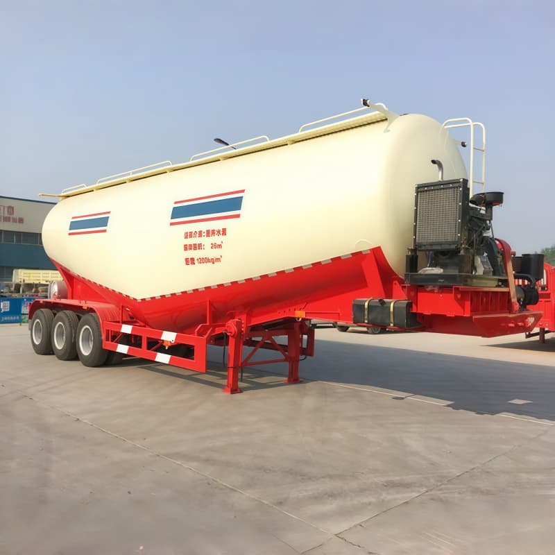 Aluminum Alloy Cement Bulk Tanker Trailer 35t 3 Axles Red For Sale