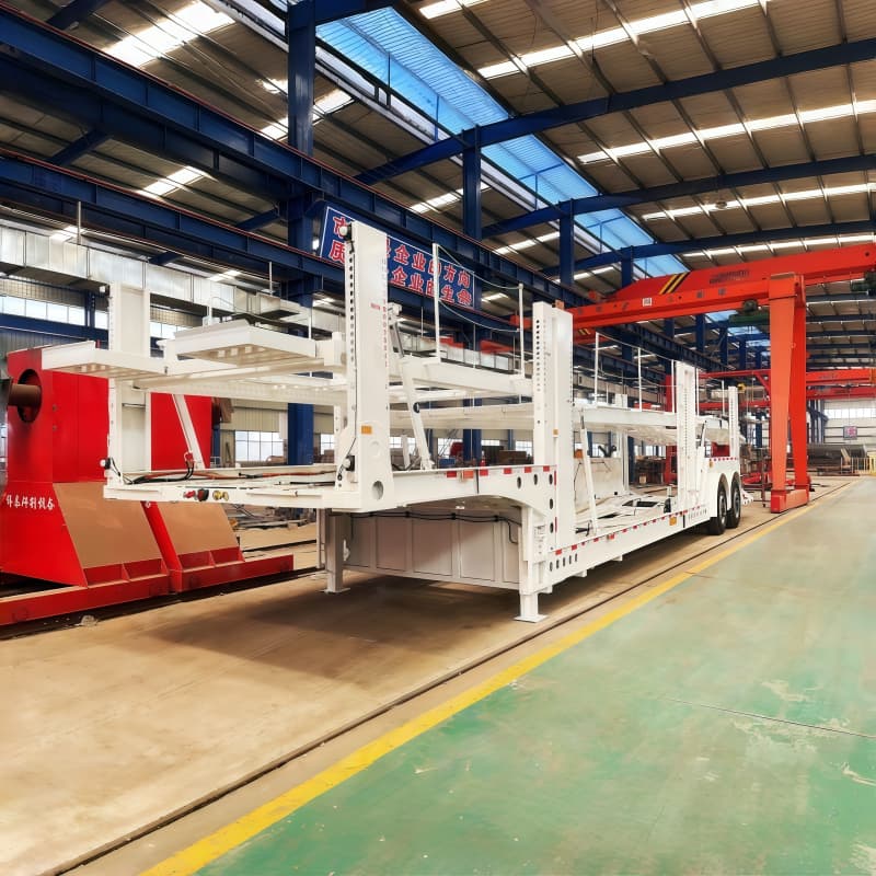 Car Carrier Semi Trailer For 6 Cars 2 Axles White For Sale