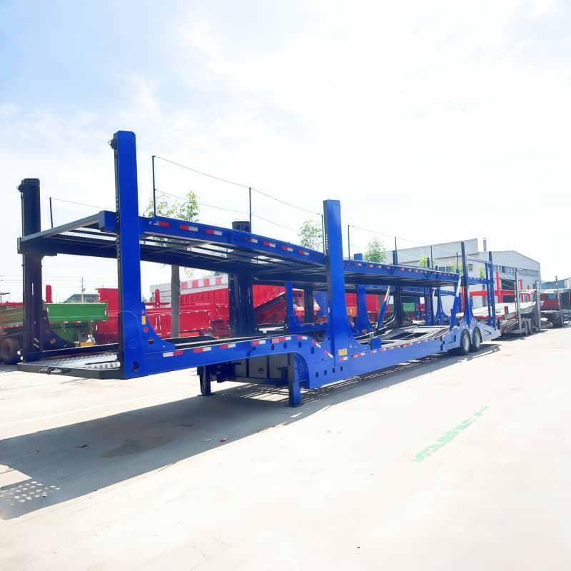 Car Carrier Semi Trailer For 6 Cars 2 Axles Blue For Sale
