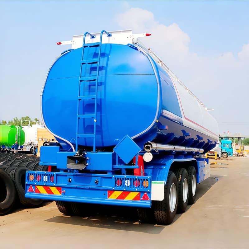 Carbon Steel Fuel Tanker Trailer 40000L-45000L 3 Axles Blue For Sale
