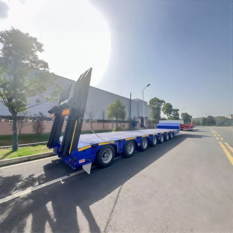 Extendable Lowbed Trailer 13.5m-17m 140t 7 Axles Blue For Sale