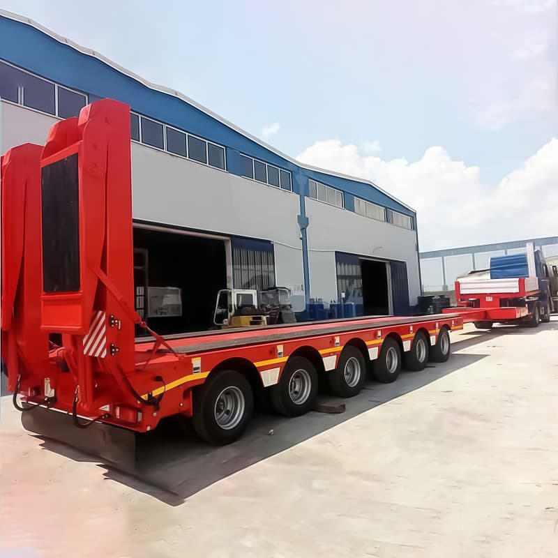 Extendable Lowbed Trailer 13m-16m 120t 6 Axles Red For Sale