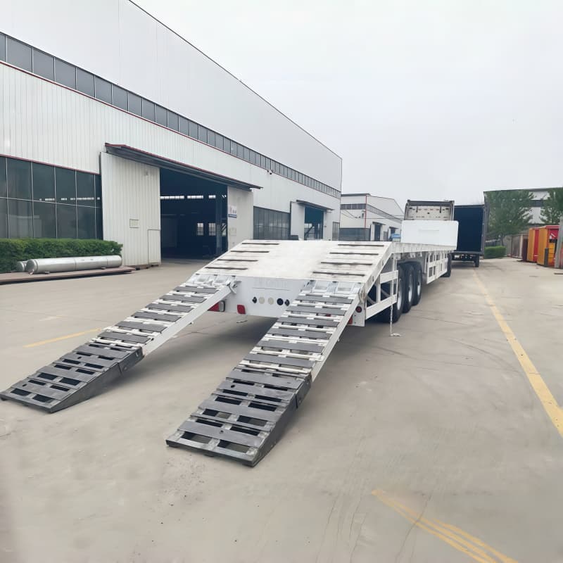 Flatbed Semi Trailer 40ft 3 Axles 45t White with ladders For Sale