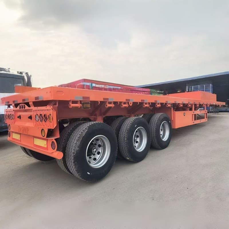 Flatbed Semi Trailer 12.5m 3 Axles 50t Orange For Sale