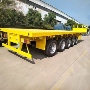 Flatbed Semi Trailer 12.5m 5 Axles 100t Yellow For Sale - Heavy duty flat deck trailer