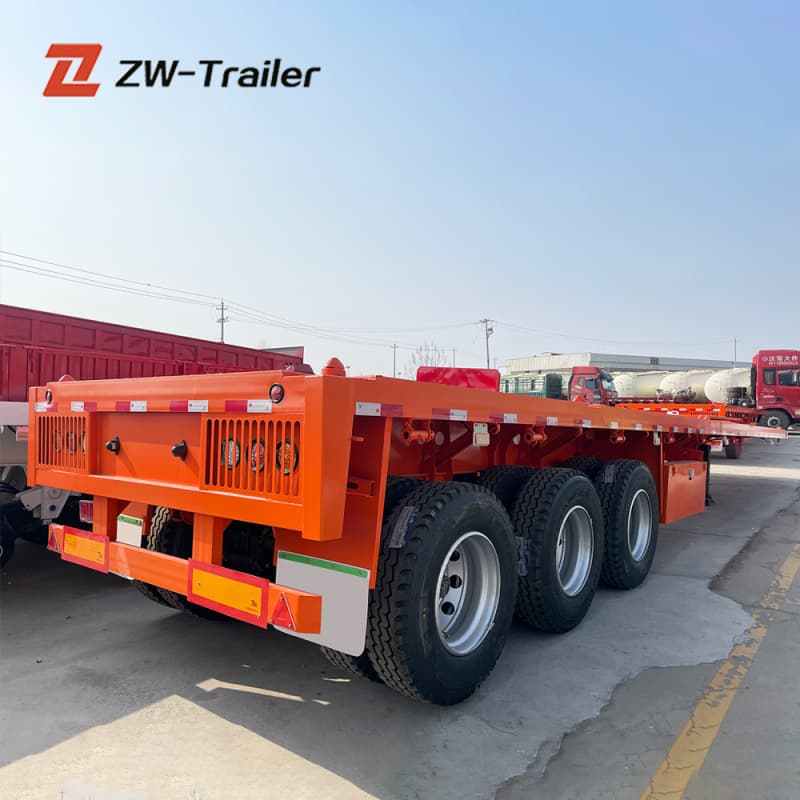 Flatbed Semi Trailer 12.5m 3 Axles 70t Orange For Sale