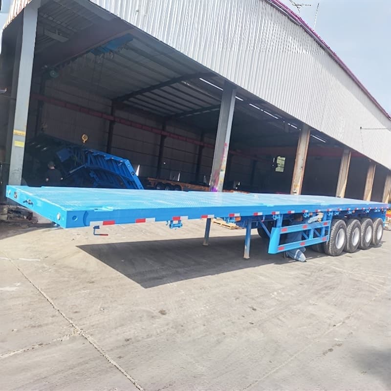 Flatbed Semi Trailer 12.5m 4 Axles 75t Blue For Sale