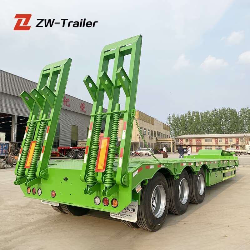 Lowbed Semi Trailer 60t 3 Axles Green For Sale