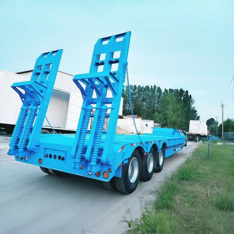 Lowbed Semi Trailer 65t 3 Axles Blue For Sale