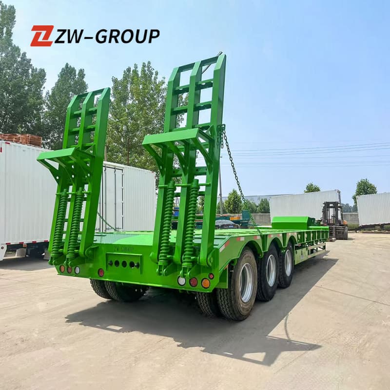 Lowbed Semi Trailer 65t 3 Axles Green For Sale