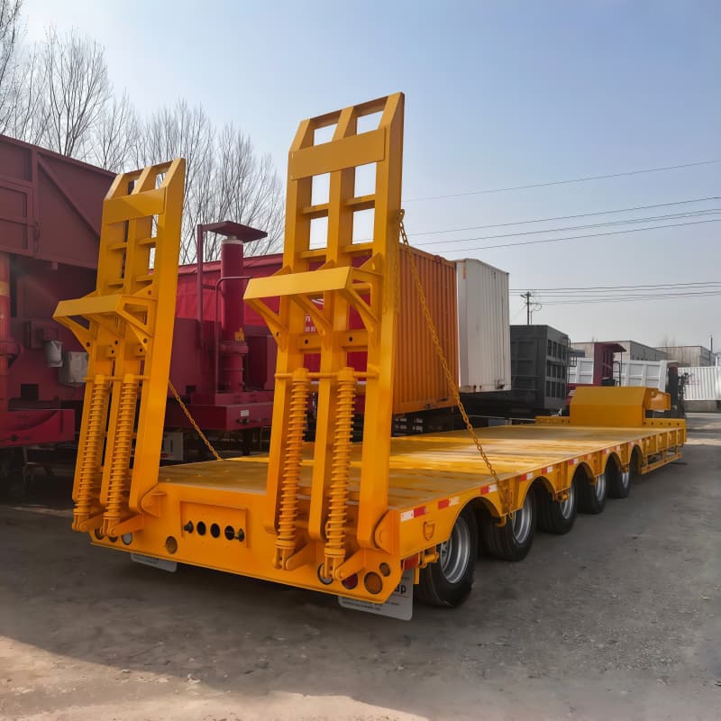 Lowbed Semi Trailer 80t 5 Axles Yellow For Sale