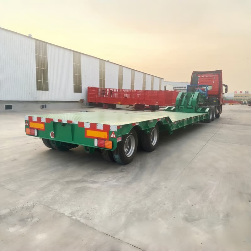 Removable Gooseneck Semi Trailer 50t 2 Axles Green For Sale