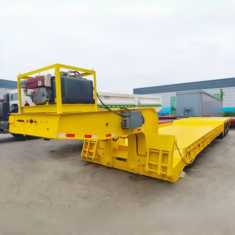 Removable Gooseneck Semi Trailer 70t 3 Axles Yellow For Sale
