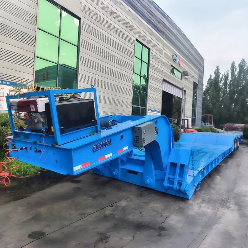 Removable Gooseneck Semi Trailer 85t 4 Axles Blue For Sale