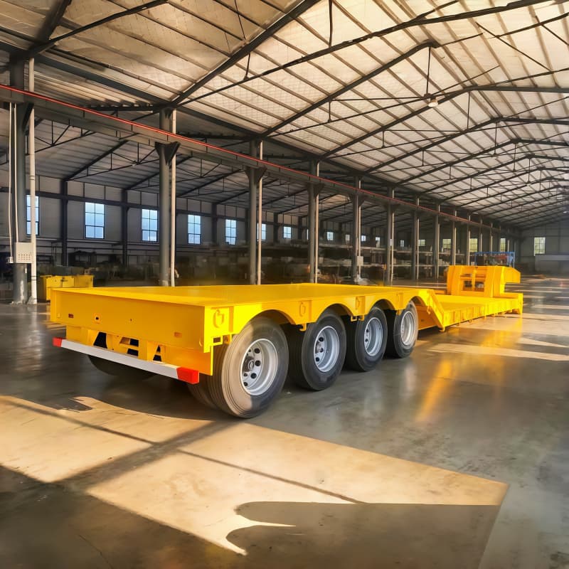 Removable Gooseneck Semi Trailer 90t 4 Axles Yellow For Sale