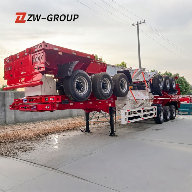 Skeletal Semi Trailer 40ft 3 Axles 40t Red For Sale