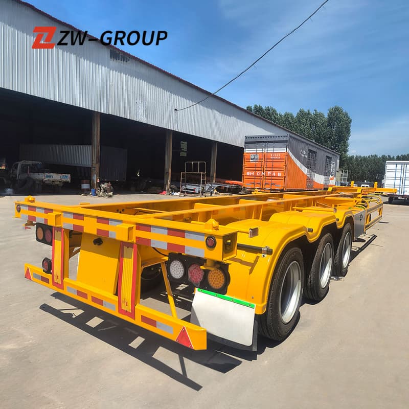 Skeletal Semi Trailer 40ft 3 Axles 60t Yellow For Sale