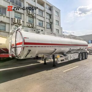 Stainless Steel Fuel Tanker Trailer Load-bearing Tank 3 Axles White For Sale