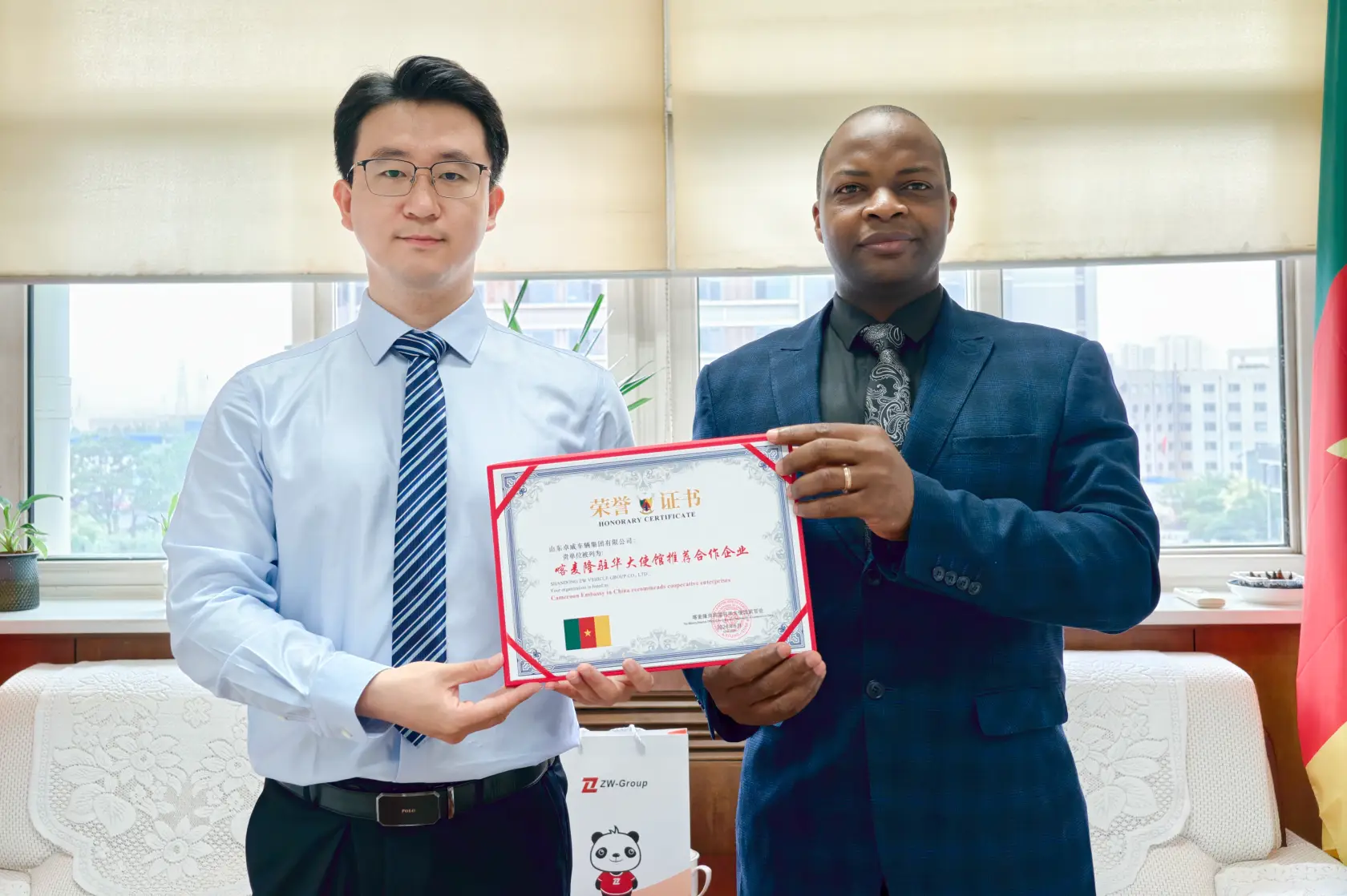 ZW Group Welcomed at Cameroon Embassy: Securing Official Recommendation for Infrastructure and Heavy Equipment Solutions